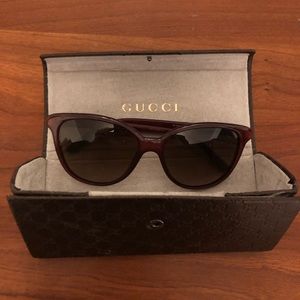 Gucci Dark Red with gold accent sunglasses